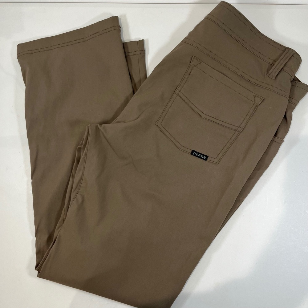 Prana Zion Pants Men 34 Slim Fit Brown Nylon Stretch Hiking Gorp Outdoor